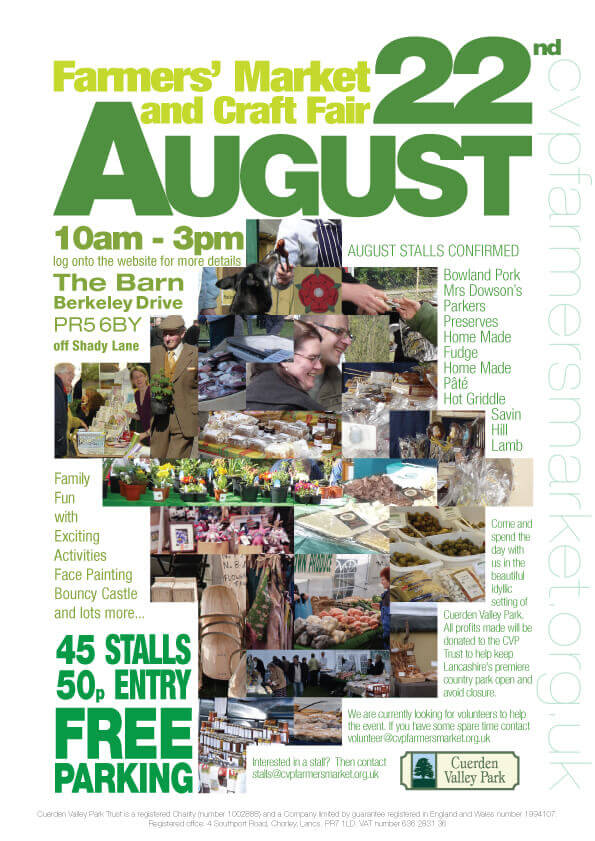 Cuerden Valley Park Farmers Market and Craft Fair August 22 Poster