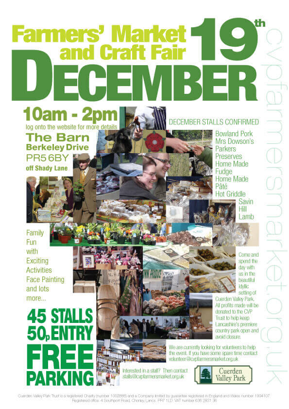 Cuerden Valley Park Farmers Market and Craft Fair December 19 Poster