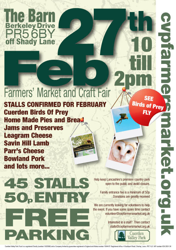 Cuerden Valley Park Farmers Market and Craft Fair February 27 Poster