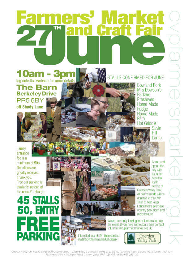 Cuerden Valley Park Farmers Market and Craft Fair June 27 Poster