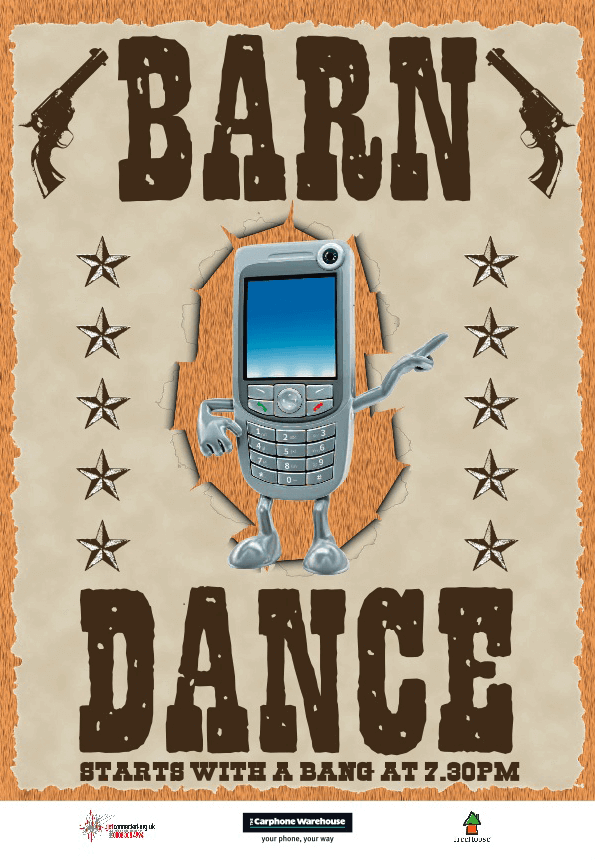 The Carphone Warehouse Charity Barn Dance Flier Front