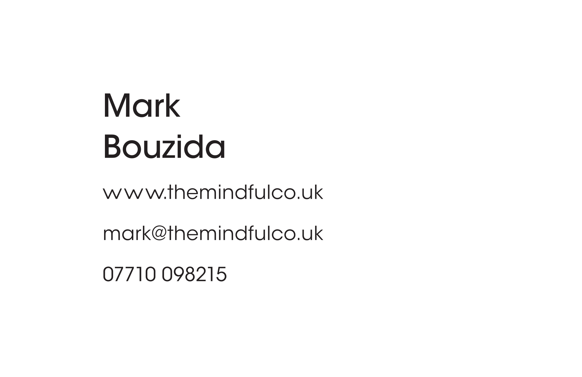 The Mindfulness Co Business Card Reverse Mark Bouzida